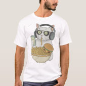 Cool Snack Cat with Headphones . Tシャツ (正面)