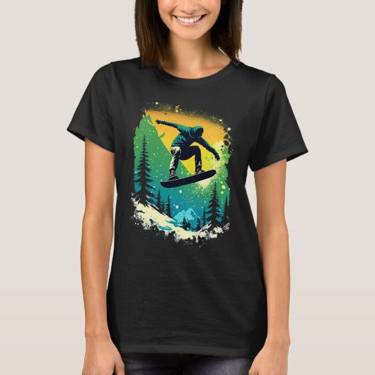 Cool Snowboarder Snowboarding Mountains Ski Men's  Tシャツ (正面)