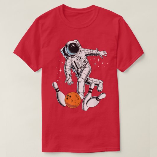 Cool Space Astronaut Playing Bowling Graphic Desig Tシャツ (デザイン正面)