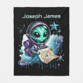 Cool space lovers add name alien フリースブランケット (正面)