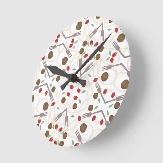Cool Spaghetti Meatballs Pattern ラウンド壁時計 (傾斜)