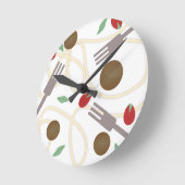 Cool Spaghetti Meatballs Pattern ラウンド壁時計 (傾斜)