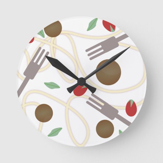 Cool Spaghetti Meatballs Pattern ラウンド壁時計 (正面)