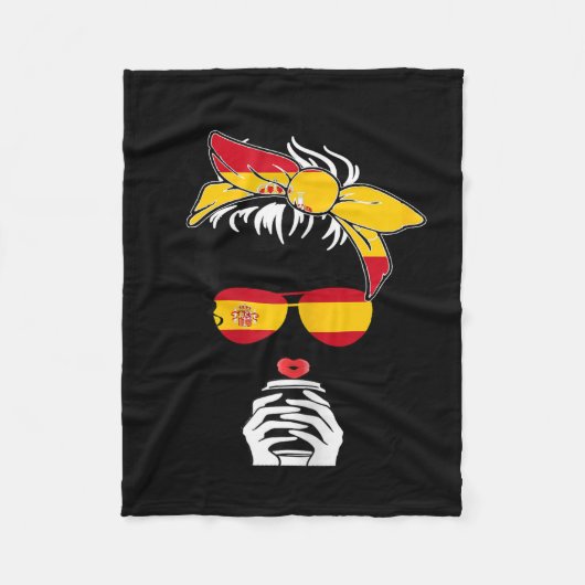 Cool Spanish Coffee Mama Mom Girl Sis Aunt Spain F フリースブランケット (正面)