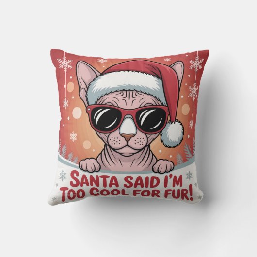 Cool Sphynx Cat Christmas Santa Design クッション (裏面)