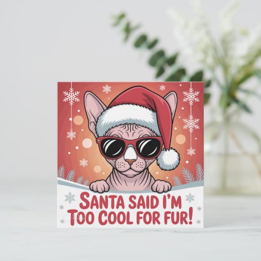 Cool Sphynx Cat Christmas Santa Design シーズンカード (スタンド正面)