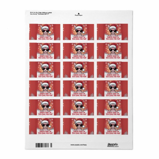 Cool Sphynx Cat Christmas Santa Design ラベル (フルシート)