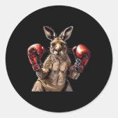 Cool Sport Kangaroo With Punching Mitts ラウンドシール (正面)