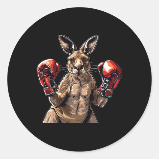 Cool Sport Kangaroo With Punching Mitts  ラウンドシール (正面)