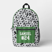 Cool Sports Soccer Field Personalized Number プリントバックパック (正面)