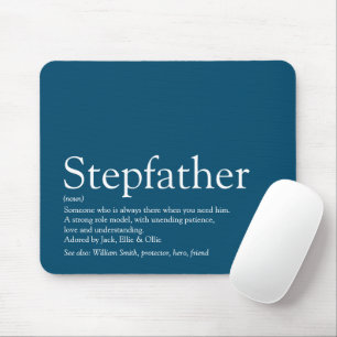 Cool Stepfather Stepdad Definition Fun Modern Blue マウスパッド