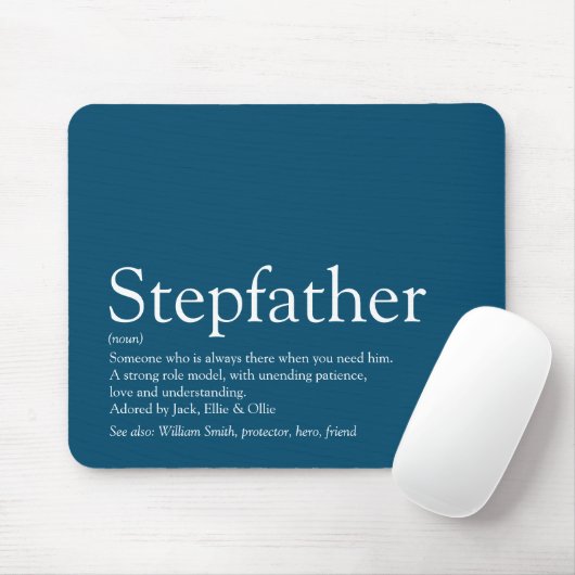 Cool Stepfather Stepdad Definition Fun Modern Blue マウスパッド (マウス)