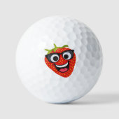 Cool Strawberry Character – Fun Kawaii Fruit Art ゴルフボール (正面)