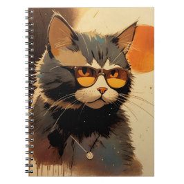 Cool Streetwear Graffiti Cat with Sunglasses Graph ノートブック