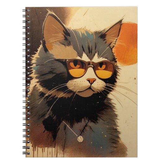 Cool Streetwear Graffiti Cat with Sunglasses Graph ノートブック (正面)