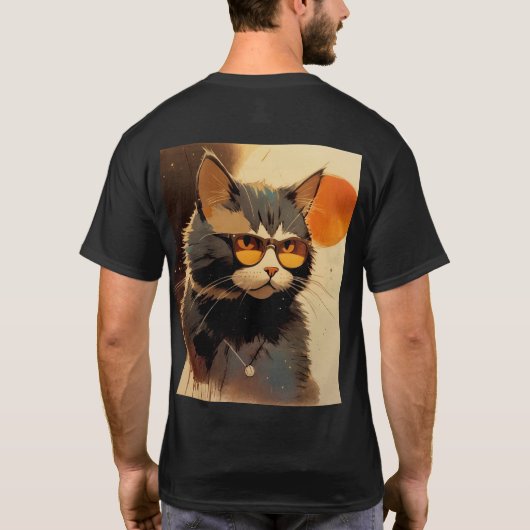 Cool Streetwear Graffiti Cat with Sunglasses Graph Tシャツ (裏面)
