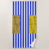 Cool Stripes Blue Gold Geometric  ビーチタオル (正面)
