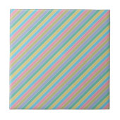 Cool Stylish Colorful Diagonal Striped タイル (正面)