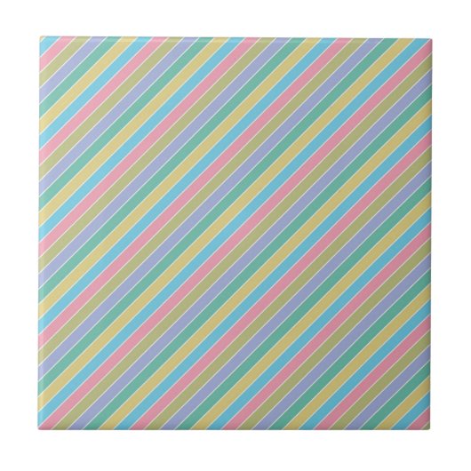 Cool Stylish Colorful Diagonal Striped タイル (正面)