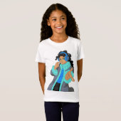 Cool Stylish Girl Wear Headphone Headset Music Tシャツ (正面フル)