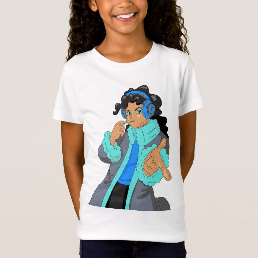 Cool Stylish Girl Wear Headphone Headset Music Tシャツ (正面)