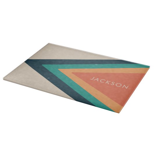 Cool Stylish Retro Stripes Personalized  カッティングボード (角)