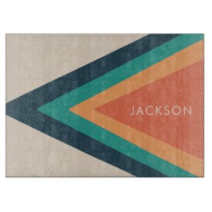 Cool Stylish Retro Stripes Personalized  カッティングボード