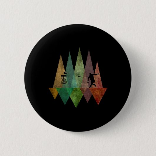 Cool Stylized Geometric Disc Golf  缶バッジ (正面)