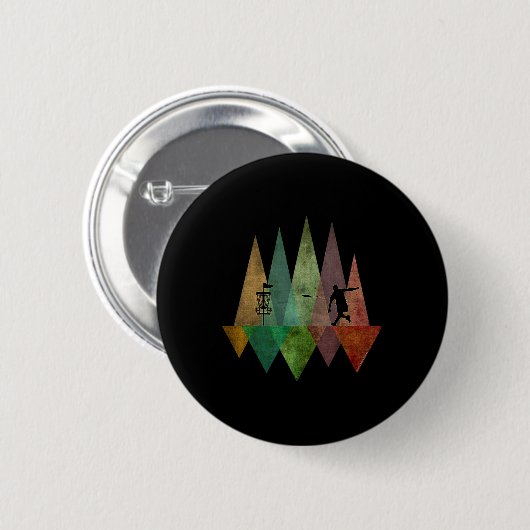 Cool Stylized Geometric Disc Golf  缶バッジ (正面&裏面)