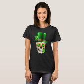 Cool Sugar Skull St Patrick's Day Shamrock Irish L Tシャツ (正面フル)