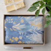 Cool Summer Blue Floral Botanical Garden 薄葉紙 (ギフト)