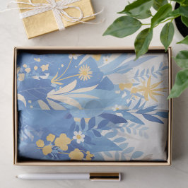 Cool Summer Blue Floral Botanical Garden 薄葉紙