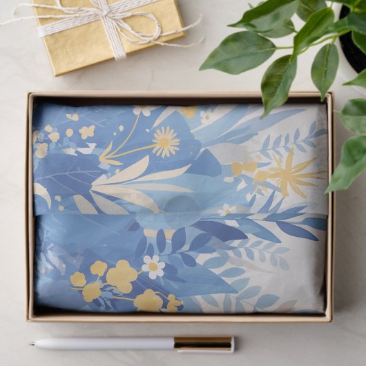 Cool Summer Blue Floral Botanical Garden 薄葉紙