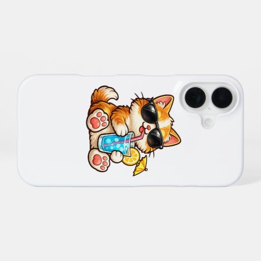 Cool Summer Cat iPhone 16ケース (裏面横)