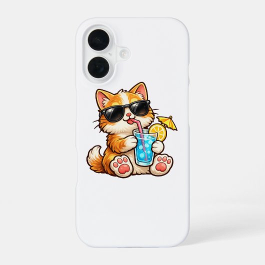 Cool Summer Cat iPhone 16ケース (裏面)