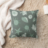 Cool Summer green seashells on medium green クッション (ブランケット)