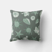 Cool Summer green seashells on medium green クッション (裏面)