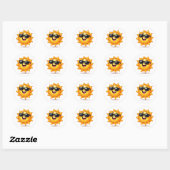 Cool Sun Cartoon Wearing Sunglasses Sticker ラウンドシール (シート)