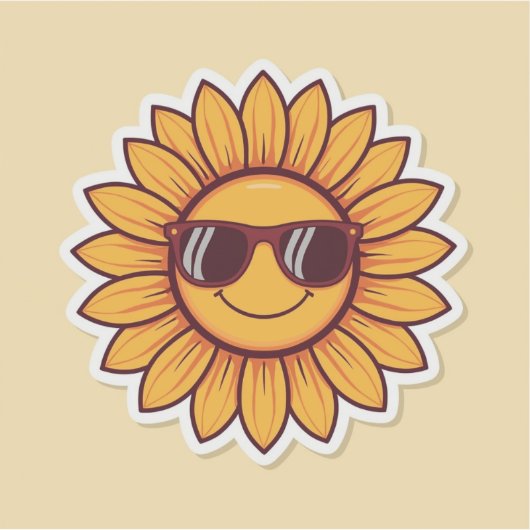 Cool Sunflower with Sunglasses シール (正面)