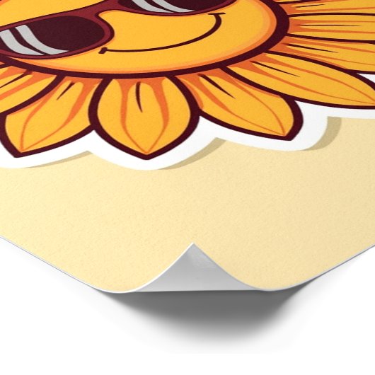 Cool Sunflower with Sunglasses ポスター (角)