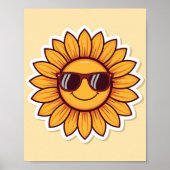 Cool Sunflower with Sunglasses ポスター (正面)