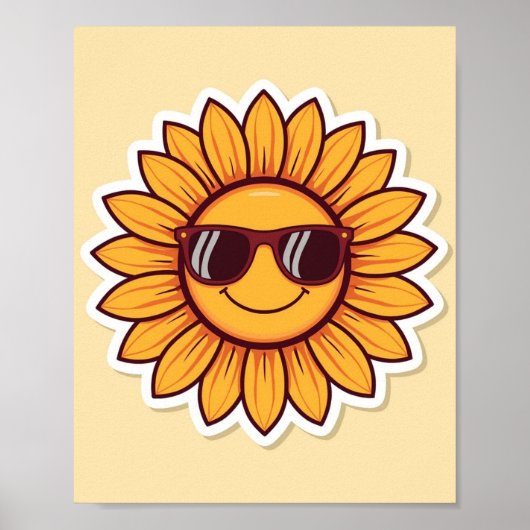 Cool Sunflower with Sunglasses ポスター (正面)