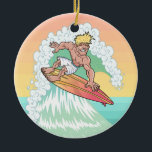 Cool Sunset Surfer セラミックオーナメント<br><div class="desc">Sturdy surfer goes nearly goofy foot on a bodacious barrel!</div>