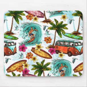 Cool surf beach pattern マウスパッド
