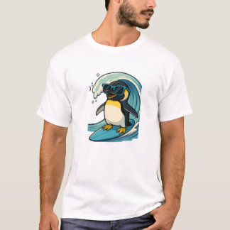 Cool Surfer Penguin with Sunglasses Tシャツ