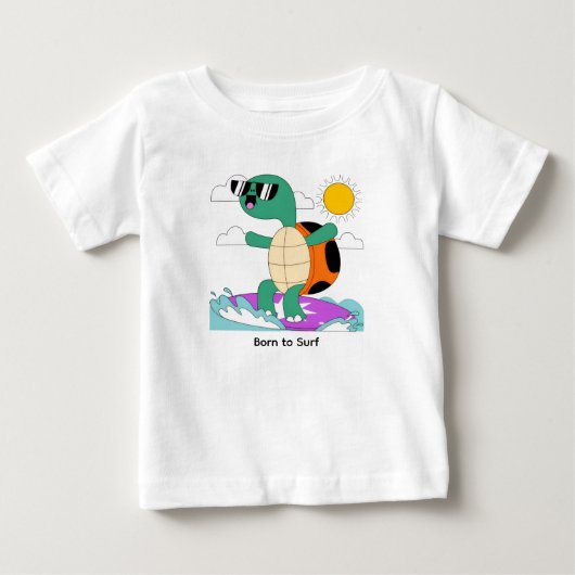 Cool Surfing Turtle with Sunglasses ベビーTシャツ (正面)