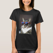 Cool Tabby Cat Wearing Sunglasses Tシャツ (正面)