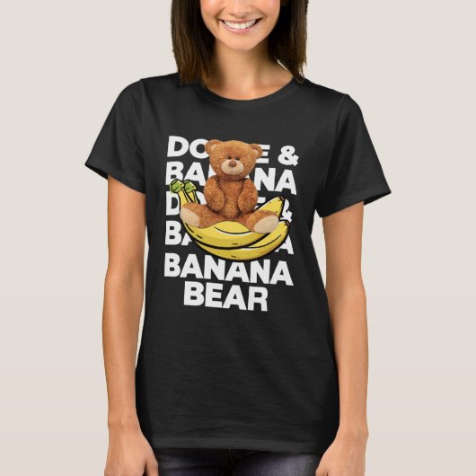 Cool Teddy Bear Banana Style Banana Bear Graphic Tシャツ (正面)