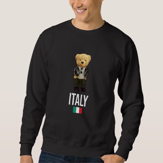 Cool Teddy Bear in Italy Style Illustration Graphi スウェットシャツ (正面)