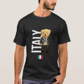 Cool Teddy Bear in Italy Style Illustration Graphi Tシャツ (正面)